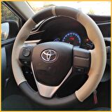Toyota Corolla 2013-2018 Araca Özel Direksiyon Kılıfı (Bej Siyah)