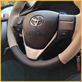 Toyota Corolla 2013-2018 Araca Özel Direksiyon Kılıfı (Bej Siyah)