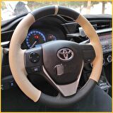 Toyota Corolla 2013-2018 Araca Özel Direksiyon Kılıfı (Bej Siyah)