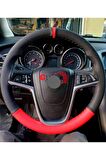 Opel Corsa C Uyumlu Dikmeli Direksiyon Kılıfı Iki Renkli Yüzüklü Kırmızı