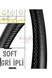 Toyota Corolla 2013 Uyumlu Dikmeli Direksiyon Kılıfı Gri Ipli (10CM)