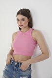 Wearflawless Kadın 2'li Adet Fitilli PAMUKLU Örme Kaşkorse Crop Bluz Atlet