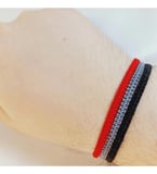 Crystal Ateliar Unisex Örgü Makrome Bileklik Seti Kırmızı Gri Siyah