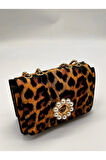 Klasik Casual Leopar  Kadın El Çantası