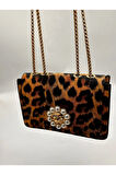 Klasik Casual Leopar  Kadın El Çantası