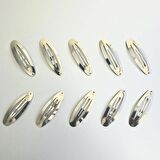 10 Adet Nikel Kaplama Gümüş Gri Kaliteli Metal Klipsli Oval Çıtçıt Toka- Bebek Tokası Çocuk Tokası