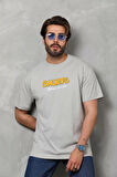 Unisex Basic Bisiklet Yaka Oversize T-Shirt - Gri
