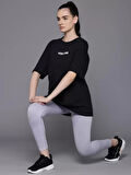 Kadın Baskılı Oversize T-shirt - Siyah