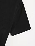 20/1 Penye Compack Shut up Baskılı Oversize Bisiklet Yaka Kısa Kol T-shirt - Siyah