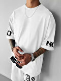 No Risk No Story Baskılı Oversize Bisiklet Yaka T-shirt - Beyaz
