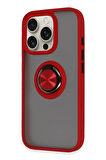 iPhone 16 Pro Kılıf Montreal Yüzüklü Silikon Kapak - Kırmızı