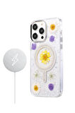 iPhone 15 Flower Magsafe Kapak - Krem