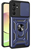 Samsung Galaxy M15 Kılıf Pars Lens Yüzüklü Silikon - Lacivert