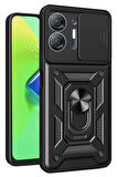 İnfinix Hot 30 5G Kılıf Pars Lens Yüzüklü Silikon - Siyah