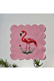Pembe Rüya Flamingo Desenli Kokteyl Peçetesi Kumaş