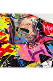 Kırlent Kılıfı Neon Yazılar Kadın Pop Art Desenli Dijital Baskılı