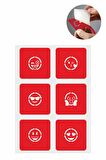 Sevimli Emojiler 5 Adet  Geçici Dövme Kına Şablonu