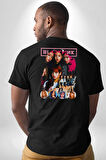 Blackpink Müzik Grubu  Pamuklu Kadın Erkek Oversize Sırt Dijital Baskılı Siyah T-shirt