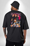 Blackpink Müzik Grubu  Pamuklu Kadın Erkek Oversize Sırt Dijital Baskılı Siyah T-shirt