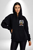 Guns N Roses Rock Grubu Logo Kadın Erkek Siyah Kapüşonlu Fermuarlı Baskılı Hırka Sweatshirt