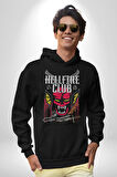 The Hellfire Club Kadın Erkek  Siyah Kapüşonlu Sweatshirt Hoodie