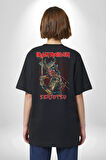 İron Maiden Heavy Metal Grup Pamuklu Kadın Erkek Oversize Sırt Dijital Baskılı Siyah T-shirt