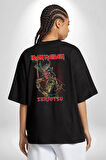 İron Maiden Heavy Metal Grup Pamuklu Kadın Erkek Oversize Sırt Dijital Baskılı Siyah T-shirt