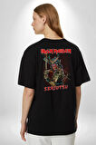 İron Maiden Heavy Metal Grup Pamuklu Kadın Erkek Oversize Sırt Dijital Baskılı Siyah T-shirt