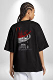 O (Film) Korku Film   Pamuklu Kadın Erkek Oversize Sırt Dijital Baskılı Siyah T-shirt