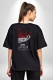 O (Film) Korku Film   Pamuklu Kadın Erkek Oversize Sırt Dijital Baskılı Siyah T-shirt