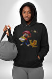 Bitcoin Super Mario Oyun Kadın Erkek  Siyah Kapüşonlu Sweatshirt Hoodie