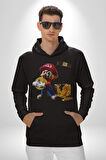 Bitcoin Super Mario Oyun Kadın Erkek  Siyah Kapüşonlu Sweatshirt Hoodie
