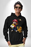 Bitcoin Super Mario Oyun Kadın Erkek  Siyah Kapüşonlu Sweatshirt Hoodie