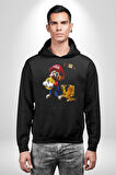 Bitcoin Super Mario Oyun Kadın Erkek  Siyah Kapüşonlu Sweatshirt Hoodie