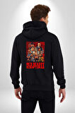 Vahşi Batı Kırmızı Ölü Redemption 2 Kadın Erkek Siyah Kapüşonlu Fermuarlı Baskılı Hırka Sweatshirt