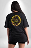 Yüzüklerin Efendisi The Lord Of The Rings Pamuklu Kadın Erkek Oversize Sırt Dijital Baskılı Siyah T-shirt