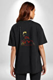 300 Sparta Savaşcı Film Pamuklu Kadın Erkek Oversize Sırt Dijital Baskılı Siyah T-shirt