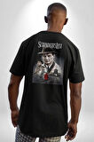 Schindler's List Kitap Film Kapağı Pamuklu Kadın Erkek Oversize Sırt Dijital Baskılı Siyah T-shirt