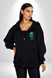 HULK Marvel Film Oyuncular Kadın Erkek Siyah Kapüşonlu Fermuarlı Baskılı Hırka Sweatshirt