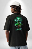 HULK Marvel Film Oyuncular Pamuklu Kadın Erkek Oversize Sırt Dijital Baskılı Siyah T-shirt