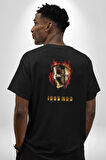 IRONman Film Pamuklu Kadın Erkek Oversize Sırt Dijital Baskılı Siyah T-shirt
