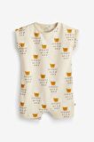 % 100 Pamuklu Monochrome Safari 3’lü Romper Set