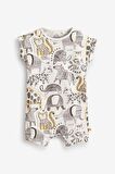 % 100 Pamuklu Monochrome Safari 3’lü Romper Set