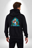 Karol G Şarkıcı  Kadın Erkek Siyah Kapüşonlu Fermuarlı Baskılı Hırka Sweatshirt