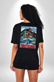 Rambo First Blood Film Afiş Pamuklu Kadın Erkek Oversize Sırt Dijital Baskılı Siyah T-shirt