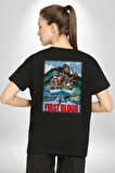 Rambo First Blood Film Afiş Pamuklu Kadın Erkek Oversize Sırt Dijital Baskılı Siyah T-shirt