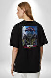 Topgun Maverick Film F16 Ucak Pamuklu Kadın Erkek Oversize Sırt Dijital Baskılı Siyah T-shirt