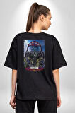 Topgun Maverick Film F16 Ucak Pamuklu Kadın Erkek Oversize Sırt Dijital Baskılı Siyah T-shirt