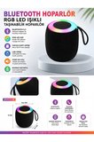 D10 Rgb Led Işıklı Bluetoth Speaker Hafıza Kartı ve Usb Girişli Fm Radyolu Şarjlı Taşınabilir Hoparlör 5W