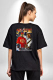 50 Cent Hip Hop Pamuklu Kadın Erkek Oversize Sırt Dijital Baskılı Siyah T-shirt